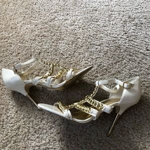 Gorgeous beige and gold studded INC heels